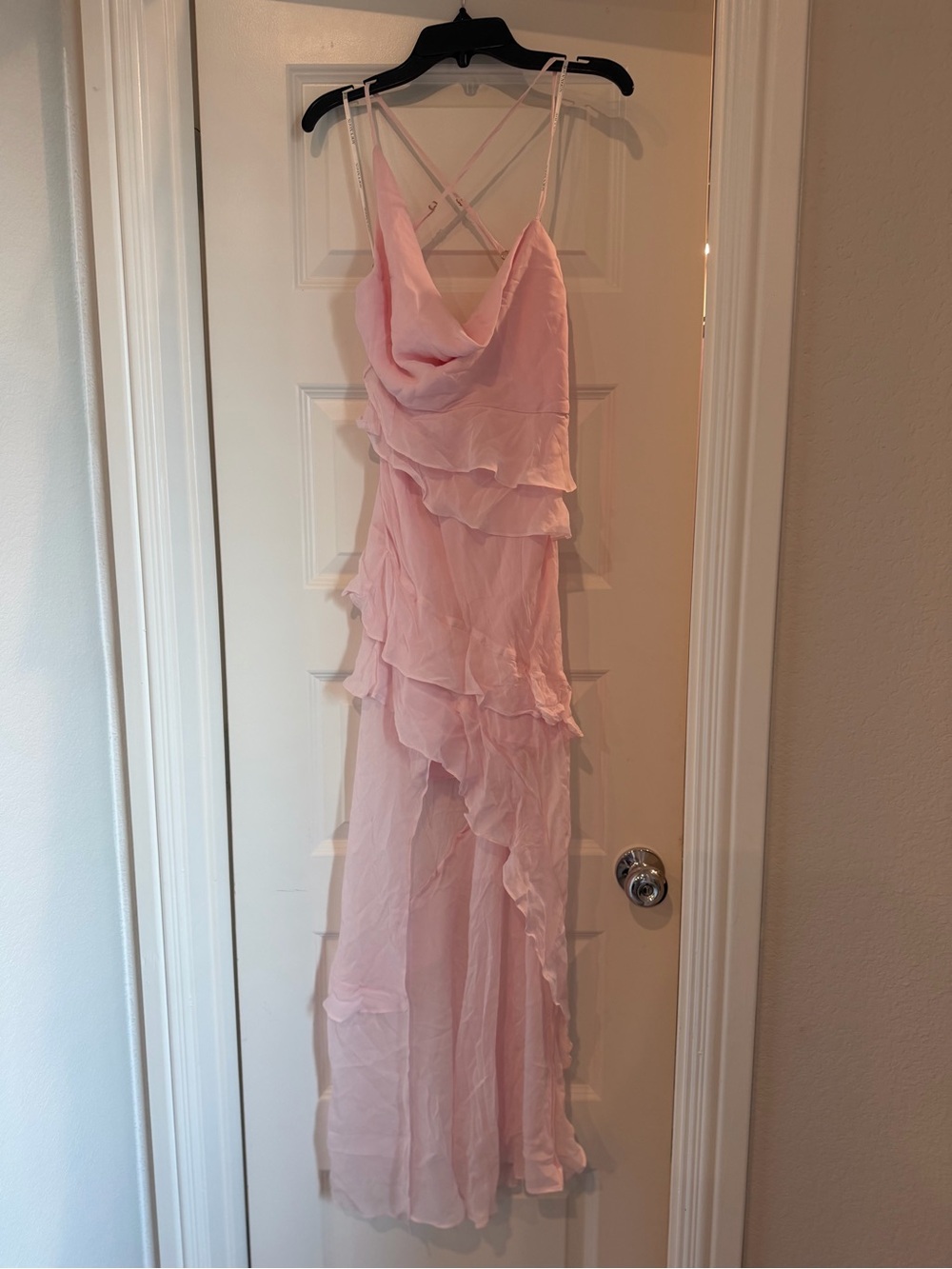 Shona Joy Amina Asymmetrical Ruffle Maxi Fairy Floss Pink Dress NWT